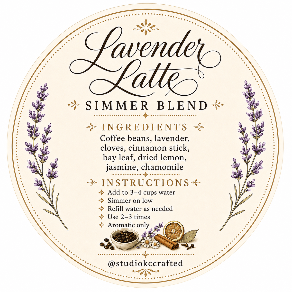Lavender Latte Simmer Blend, Coffee House Scent, cozy fall,