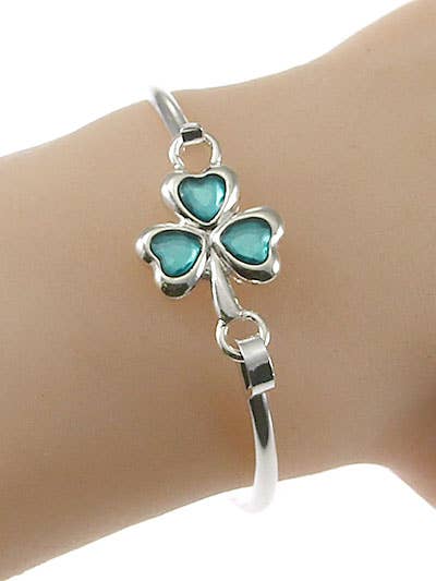 FR4175 Shamrock Clover Leaf Casting Brass Bangle Bracelet