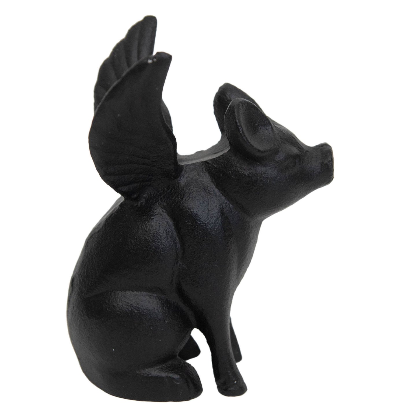Flying Pig Farmhouse Black Cast Iron Decorative Figure