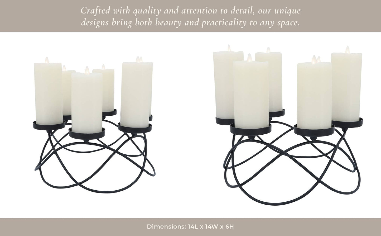 Metal Curved 6 Round Platforms Candle Holder - Black, 6 in.