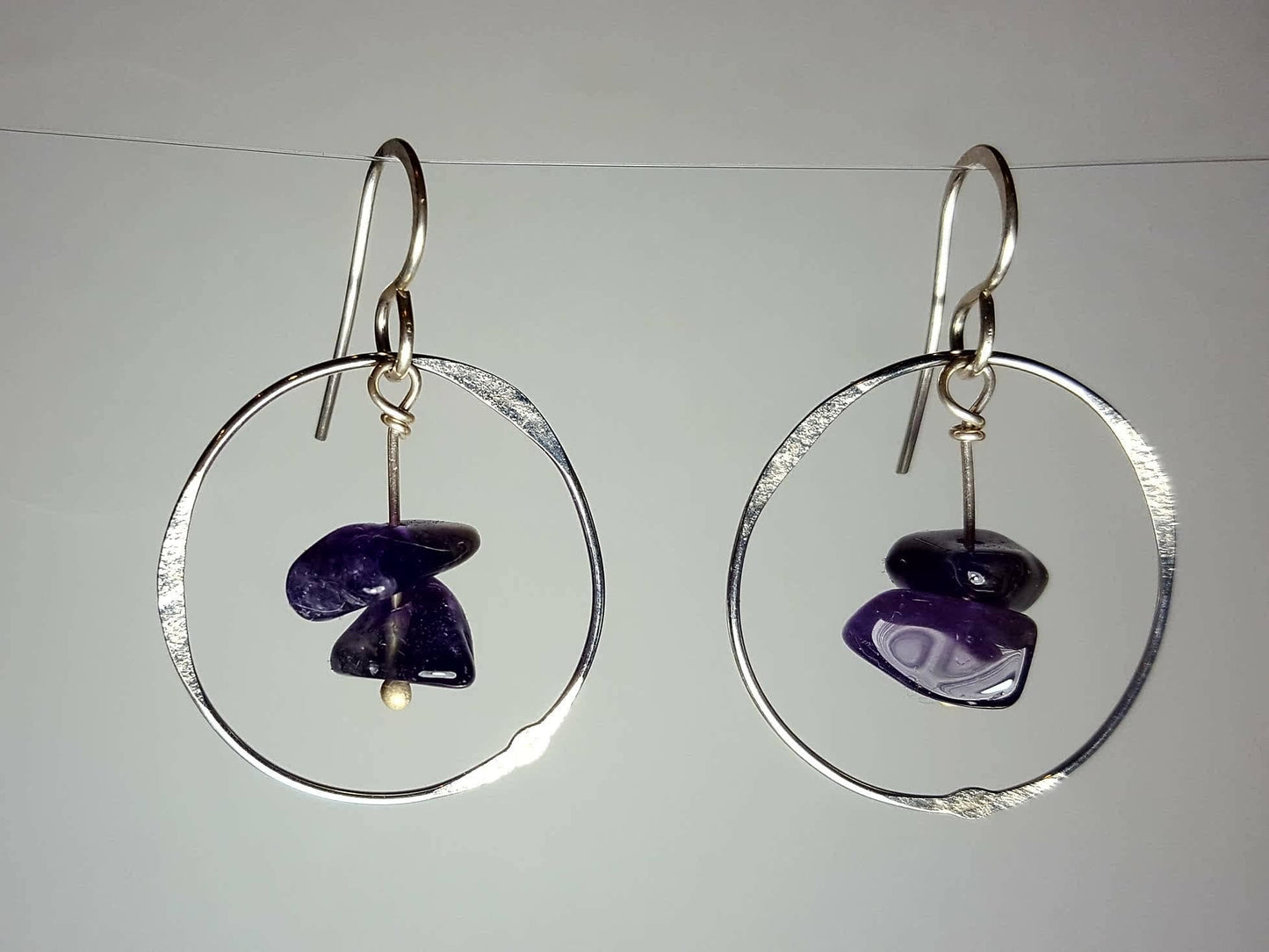 Sterling Silver Earrings W/Amethyst