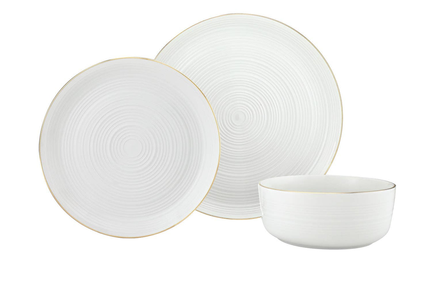 3pc Linear Gold Porcelain Dinner Set