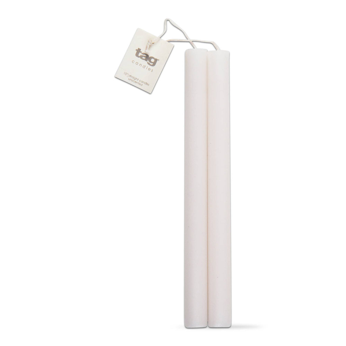 10" Straight Candles Set/2 White Paraffin