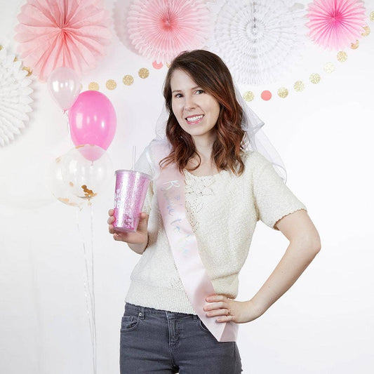 Bride to Be Bachelorette Gift Set with Veil and Tumbler
