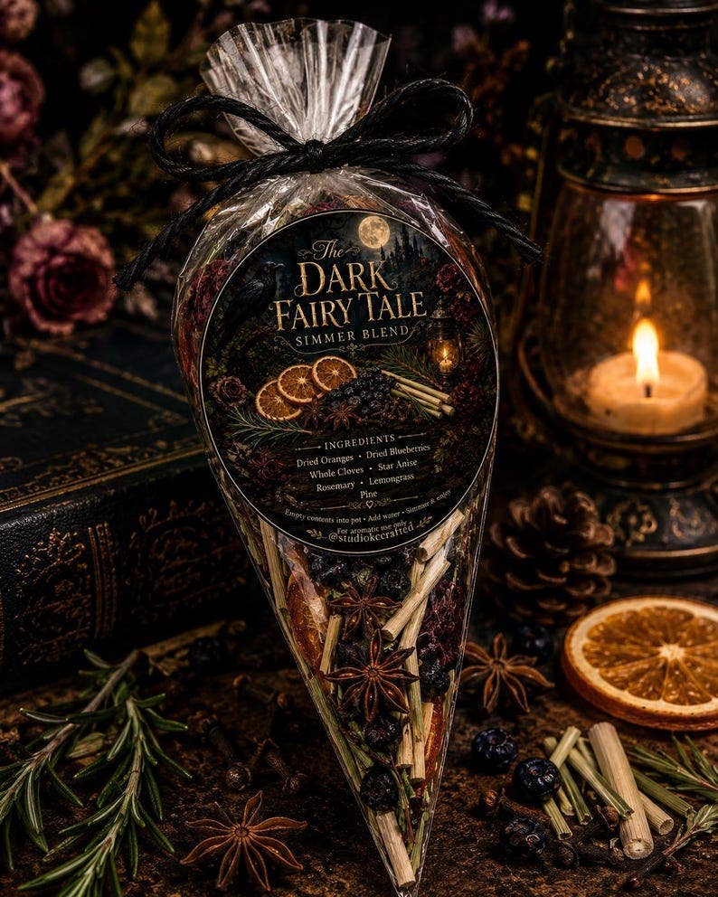Dark Fairy Tale Simmer Pot Blend, Enchanted Forest Home Fragrance, Halloween Simmer Pot Kit, Gothic Fall Gift, Botanical Decor, garden party