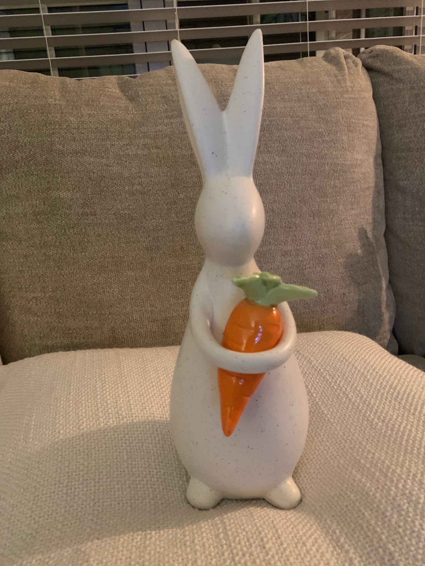 White Ceramic Bunny w/ Carrot
