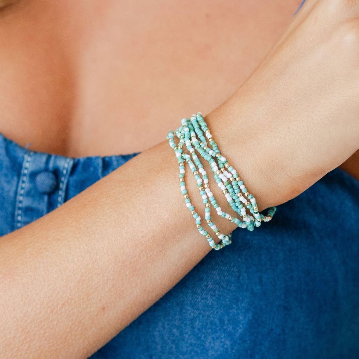 Faux Stone Assorted 2mm stretch Seed Bead bracelets