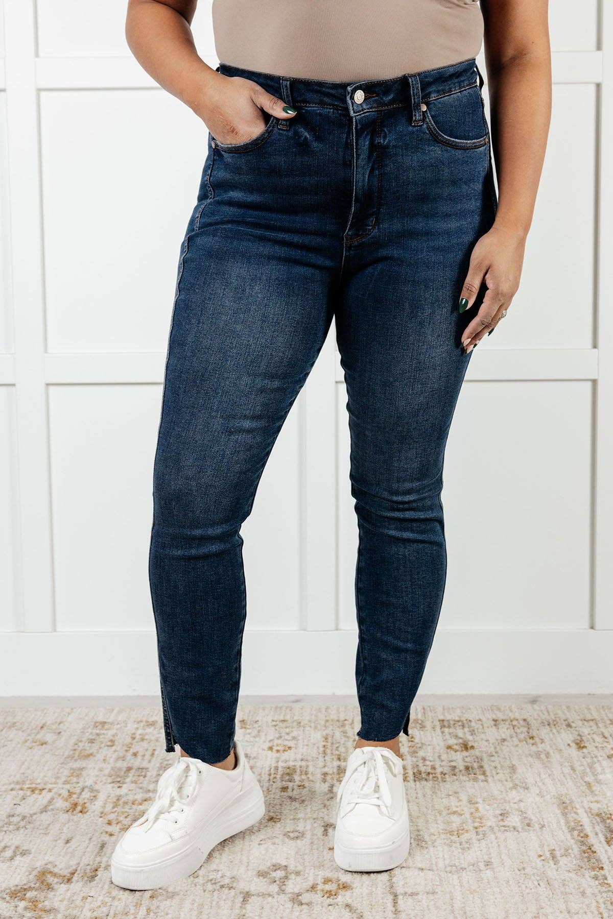 Judy Blue High Rise Control Top Step Hem Skinny Jeans