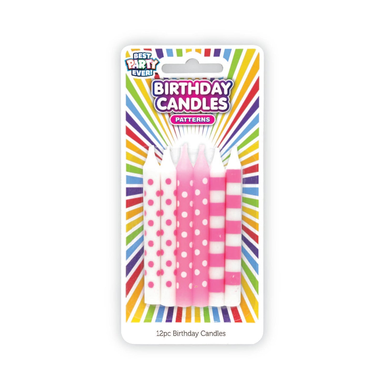 Pink and White Pattern Birthday Candles