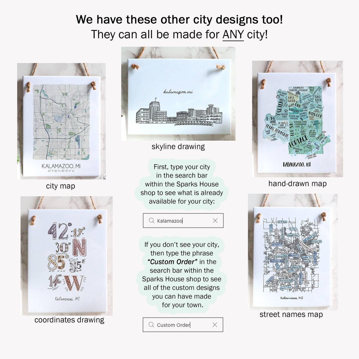 Hand Drawn Map Tile Sign -