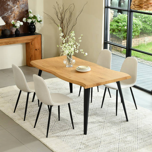 5-Piece Dining Set-63" Wave-Edge Table and Chair Options