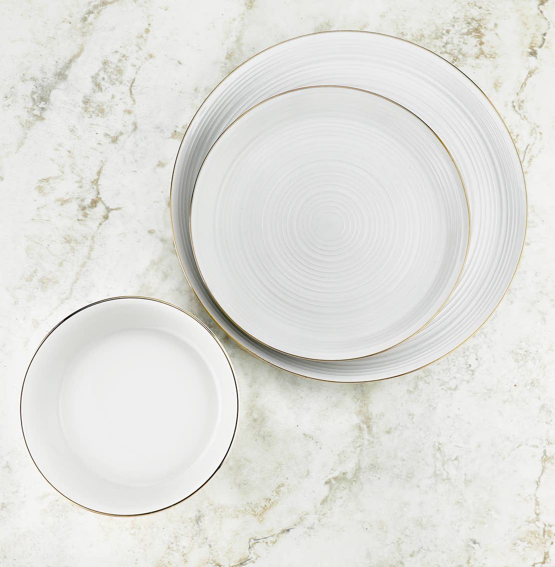 3pc Linear Gold Porcelain Dinner Set