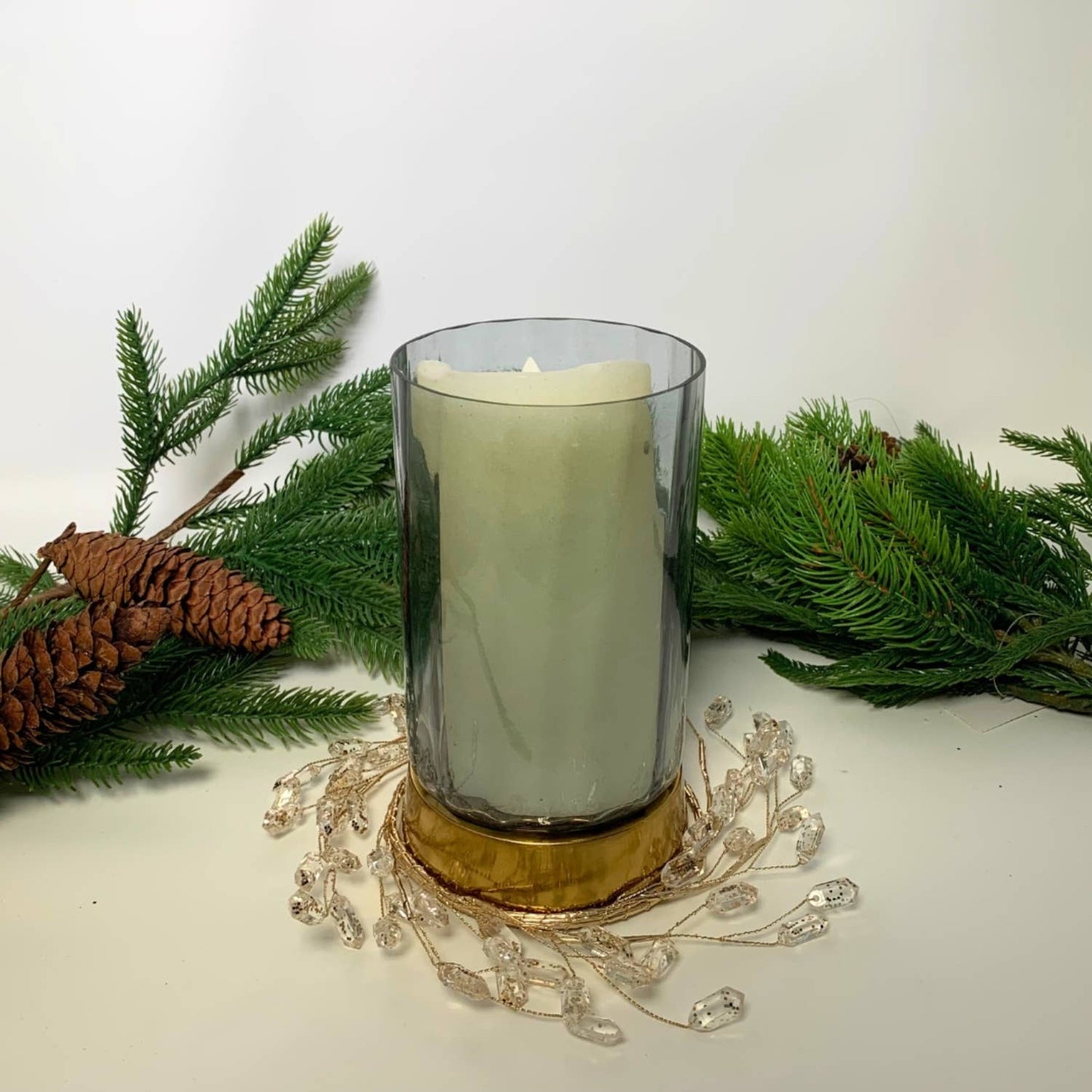 9” Elegant Acrylic Amethyst Gem Christmas Candle Ring