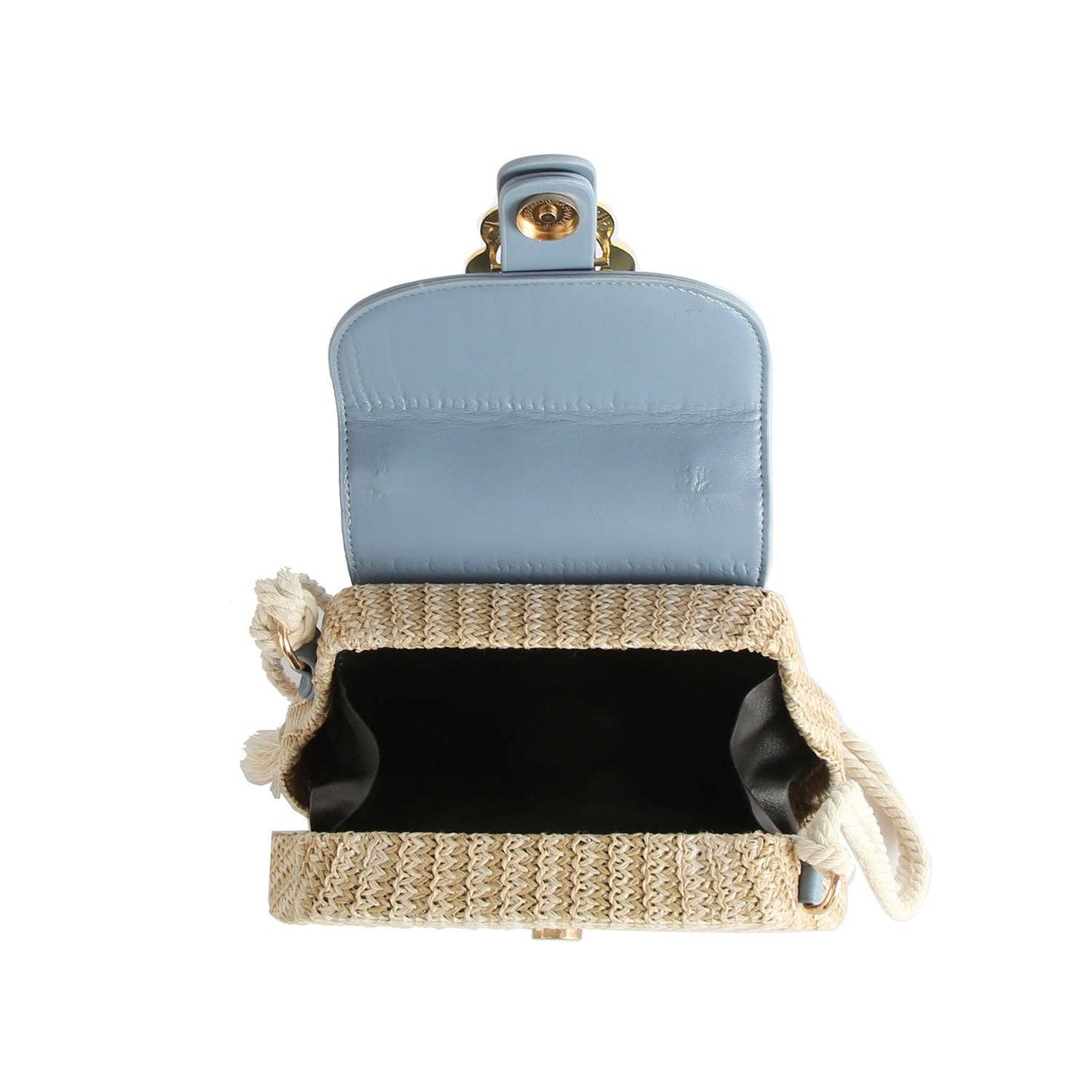 Flower Buckle Straw Woven Crossbody Bag