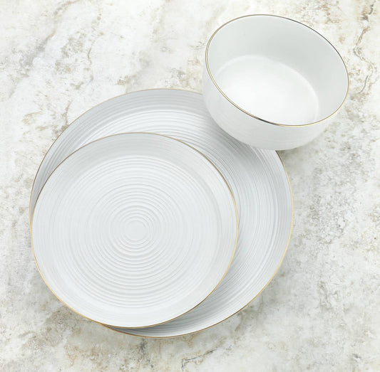 3pc Linear Gold Porcelain Dinner Set
