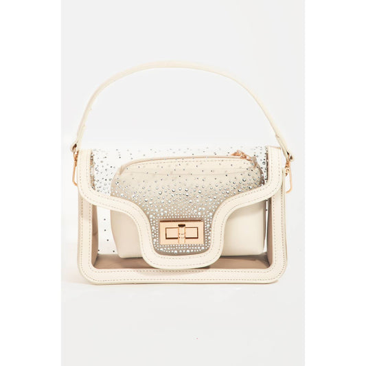 Transparent Rectangle Studded Crossbody Bag