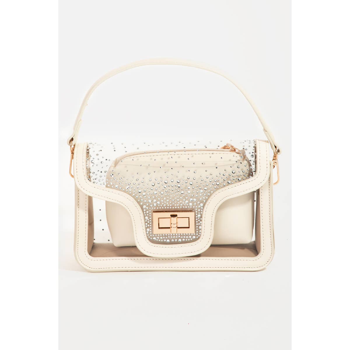 Transparent Rectangle Studded Crossbody Bag