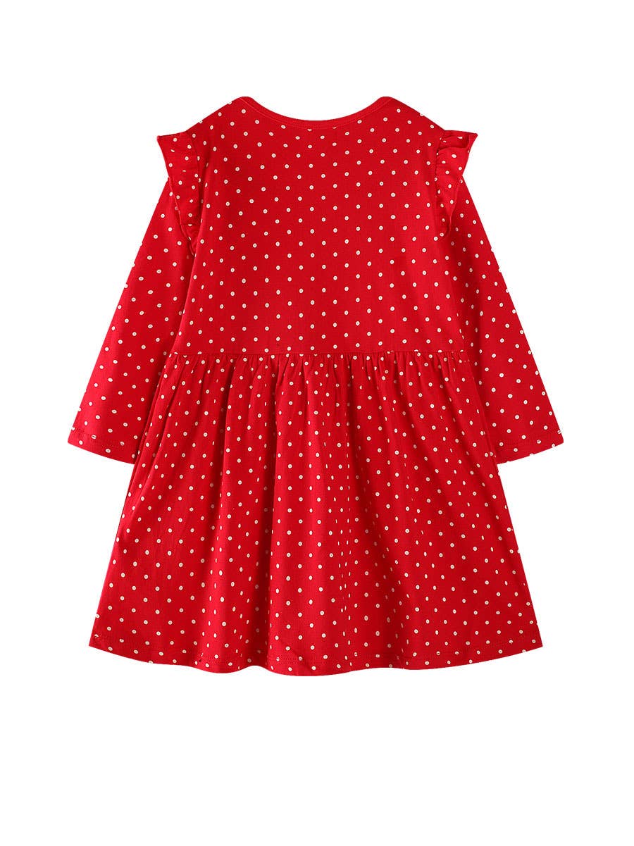 Girls Red Reindeer Christmas Dress (Non PatPat)