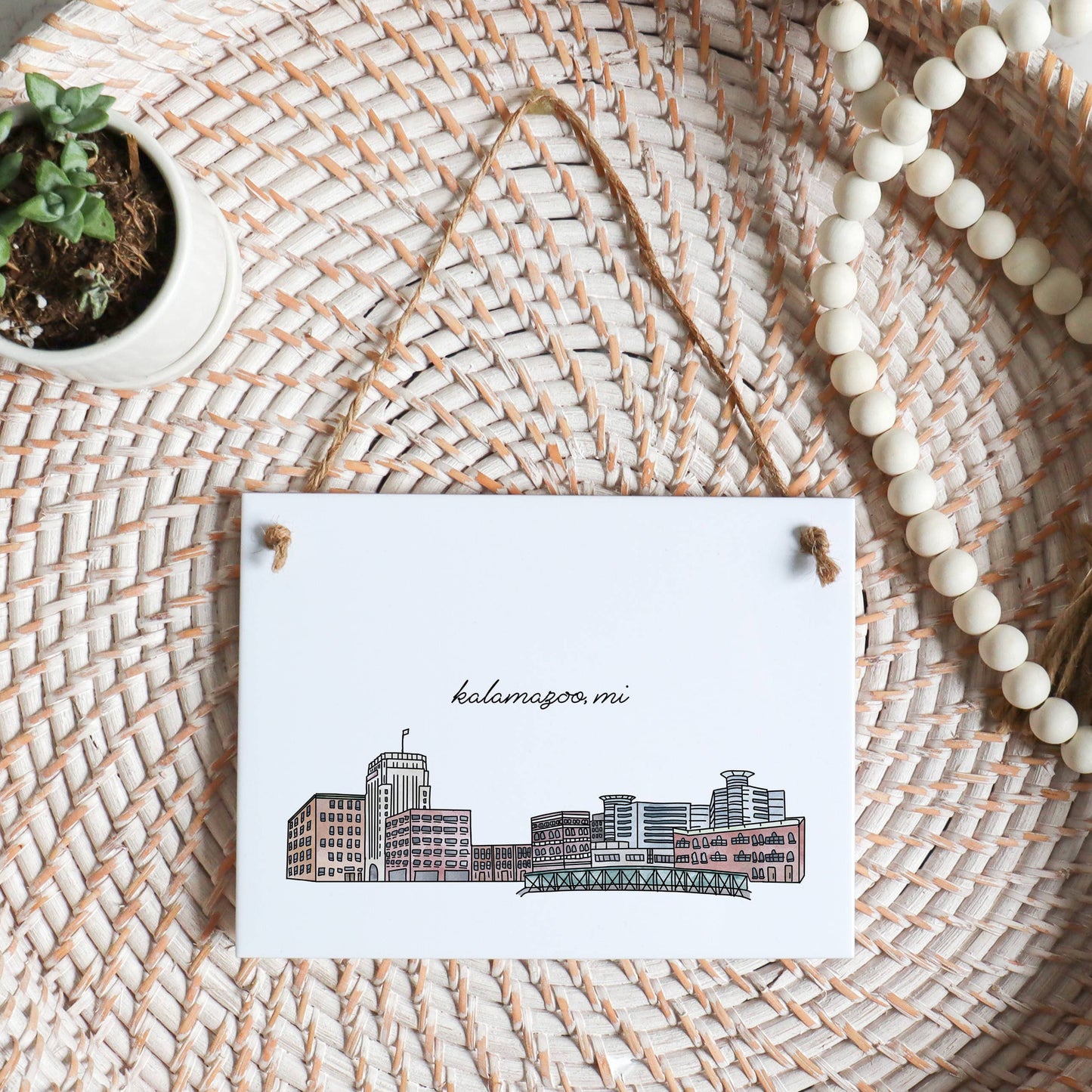 Wilmington North Carolina skyline city hanging tile sign