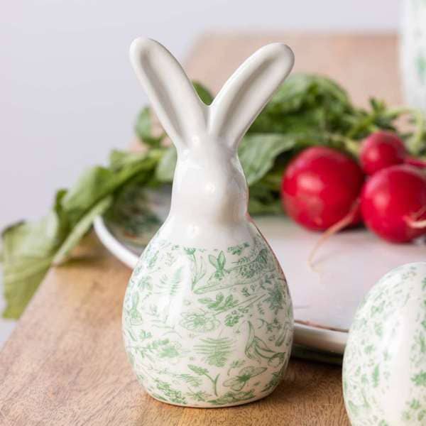 Rustic White Rabbit Figurine - Ceramic Easter Decor