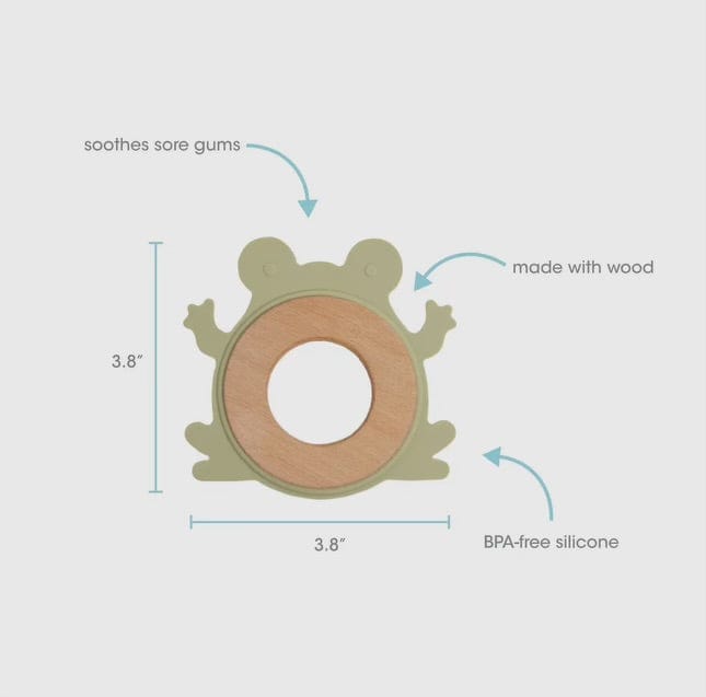 Silicone and Wooden Frog Teether