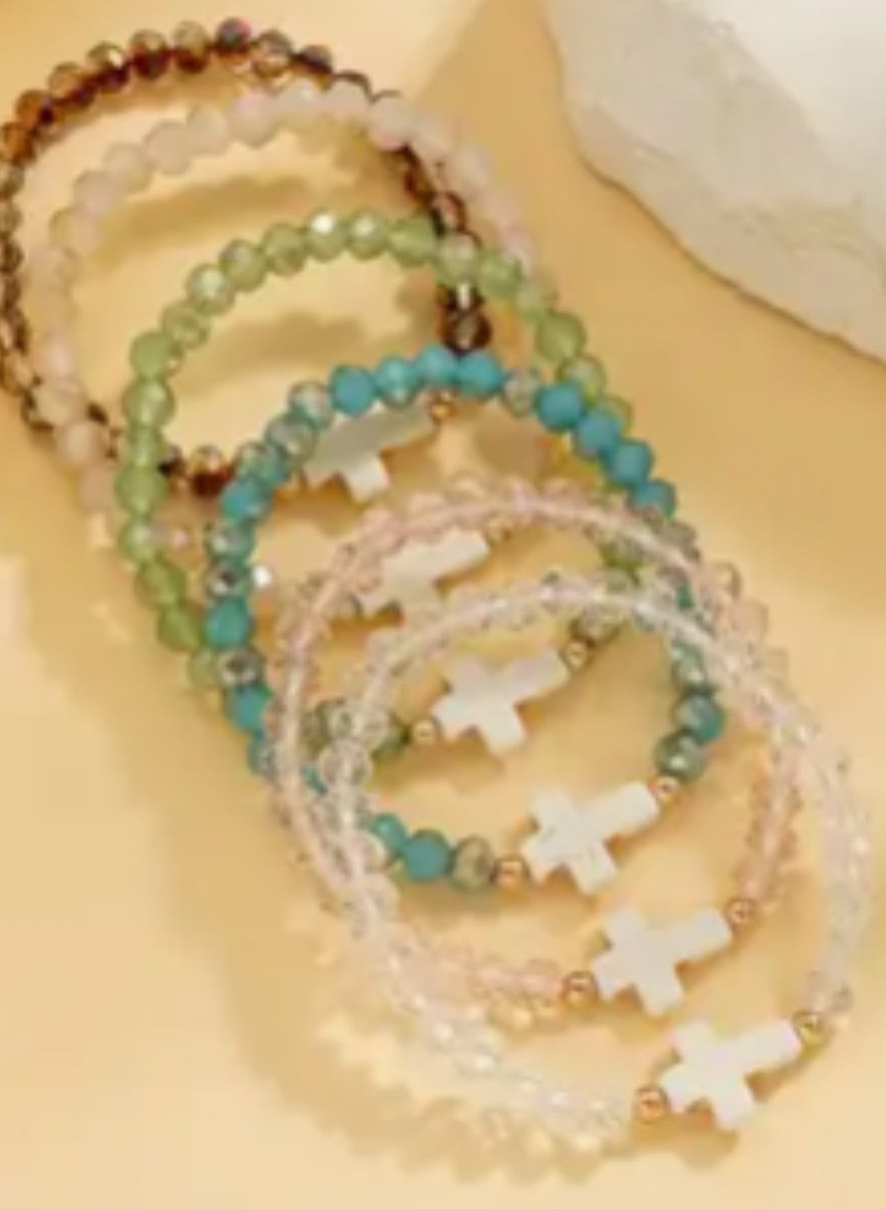 Glass Bead Cross Bracelet