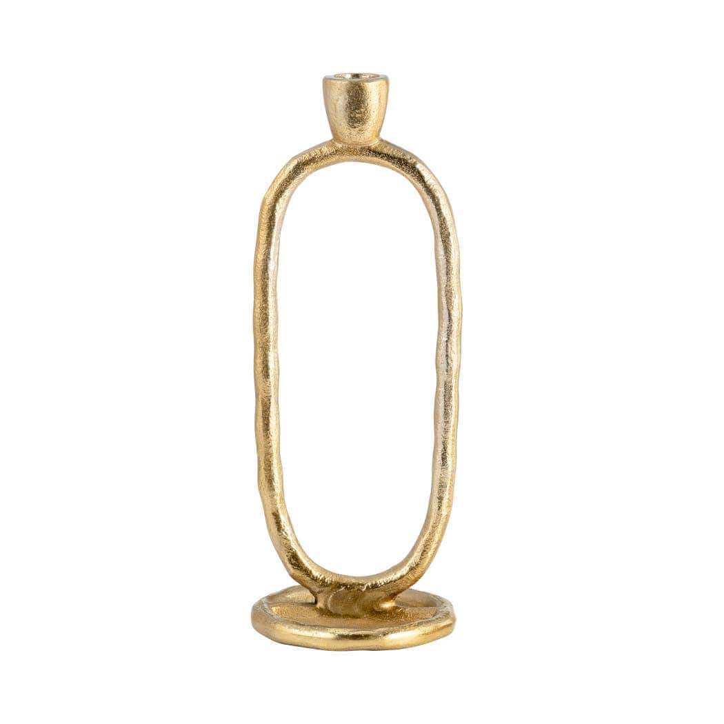Metal Open Oval Taper Candle Holder - Gold, 10 in.