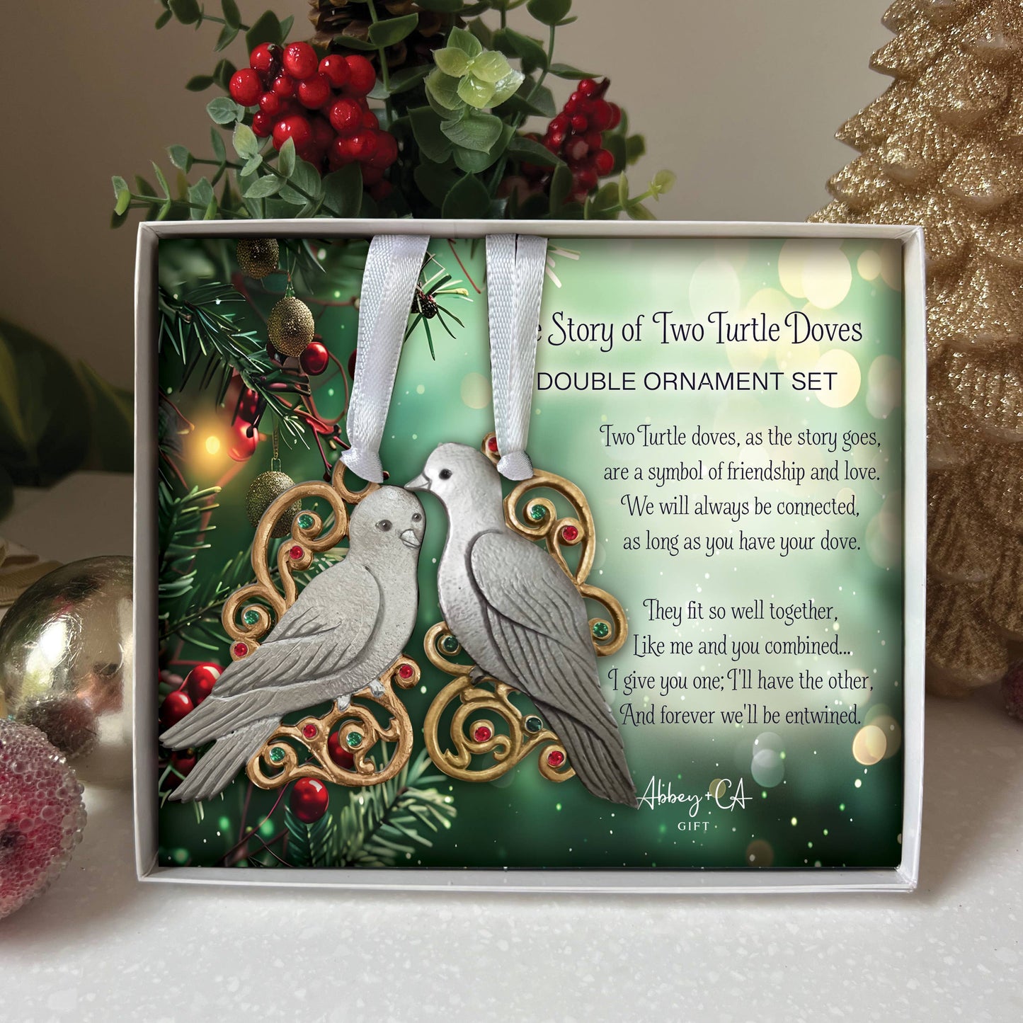Turtle Doves Ornament Set