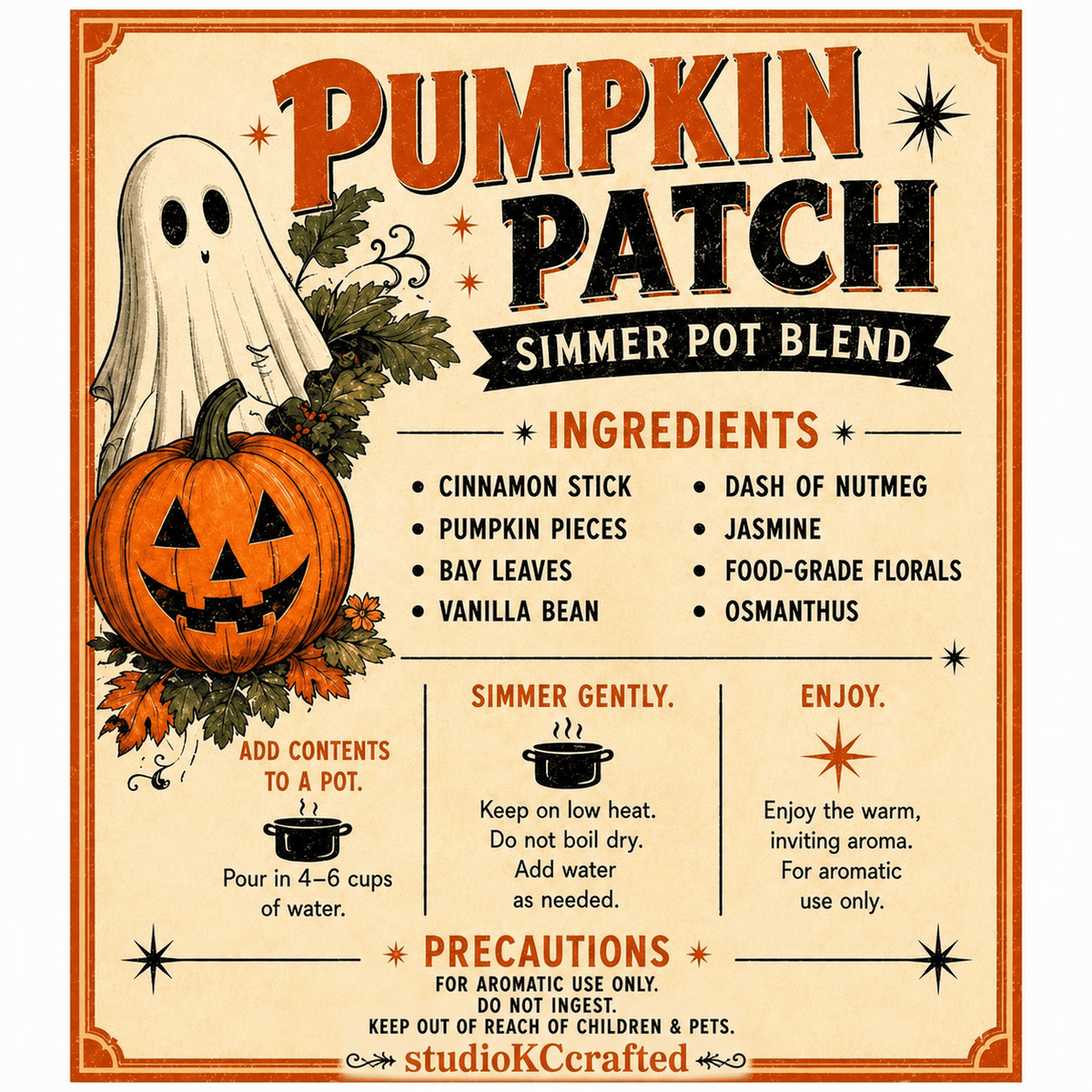 Pumpkin Patch Simmer Pot Kit, natural Fall Simmer Pot Blend