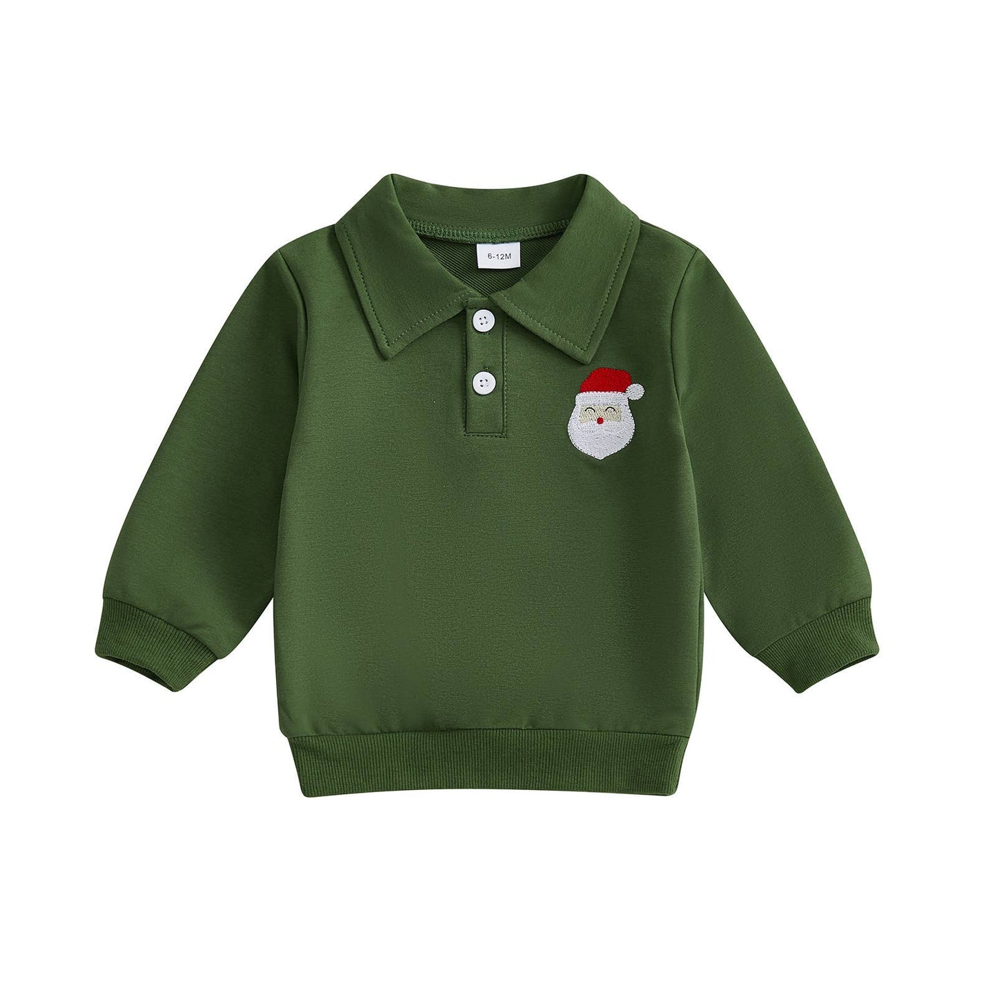 Santa Embroidered Red Polo Sweatshirt (Non PatPat)