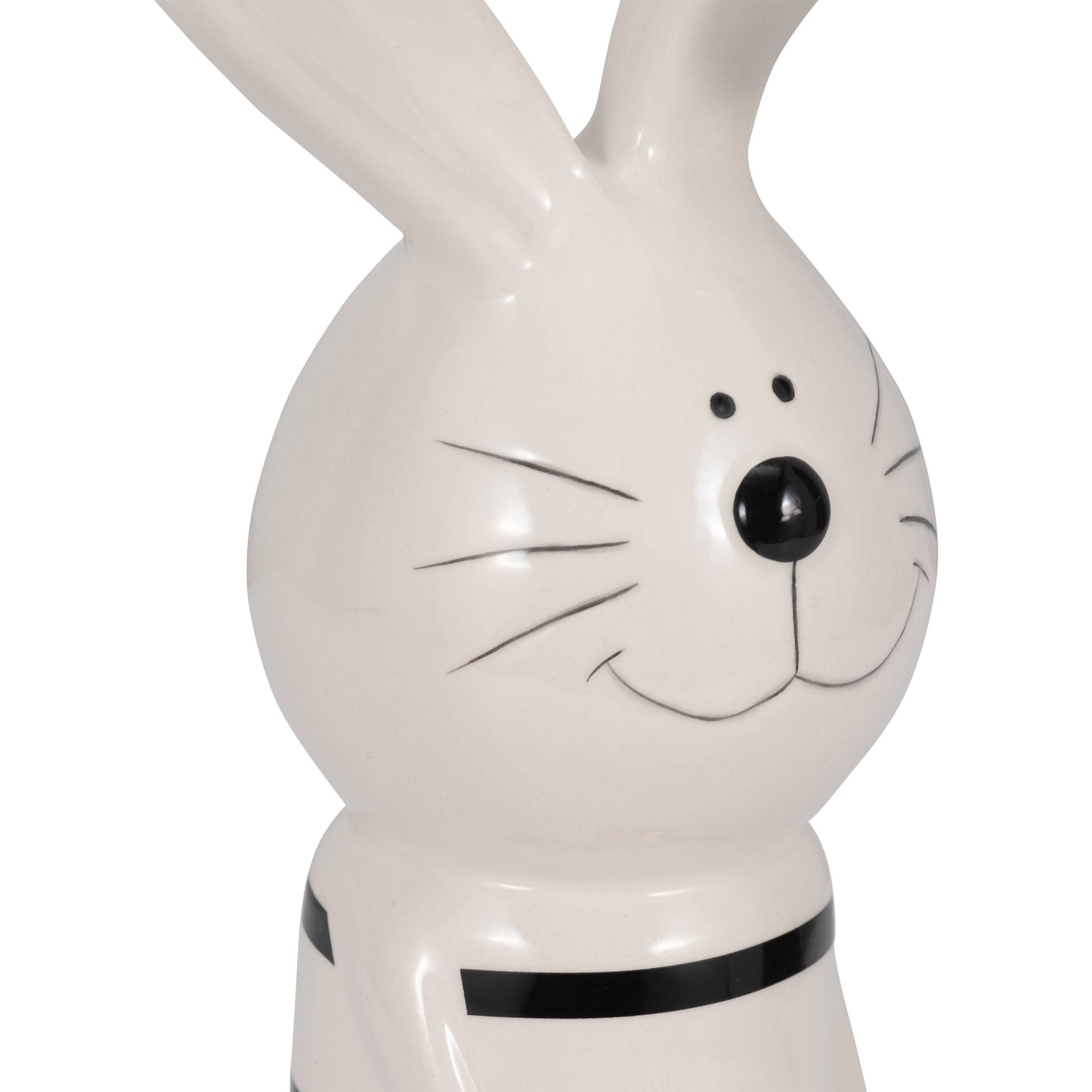 Ceramic Lines Bunny with Gold Heart Figurine - Black, 12 in.