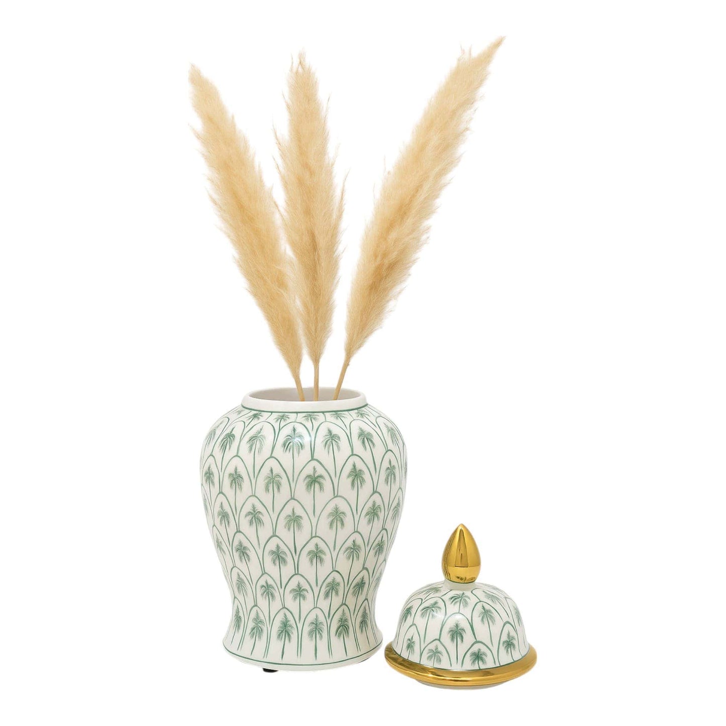 Ceramic Accents Lidded Decorative Ginger Jar - Green, 18 in.