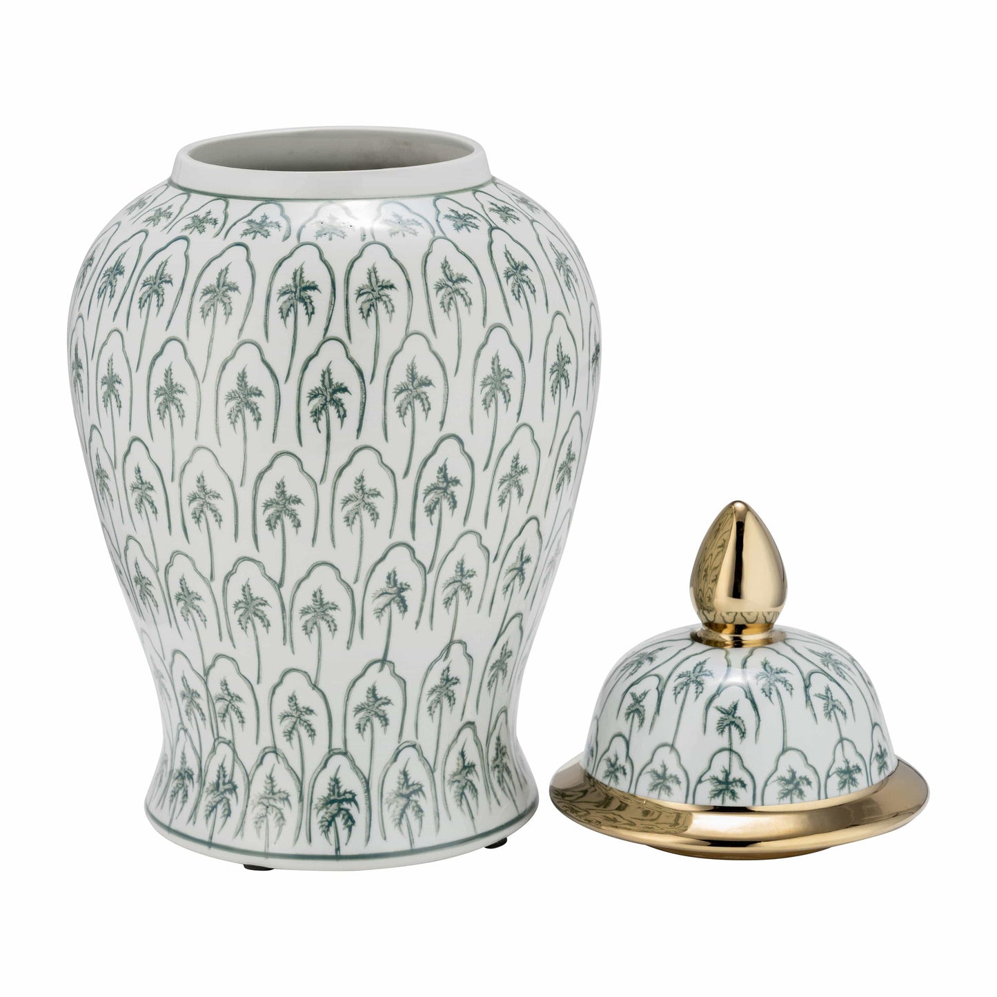 Ceramic Accents Lidded Decorative Ginger Jar - Green, 18 in.
