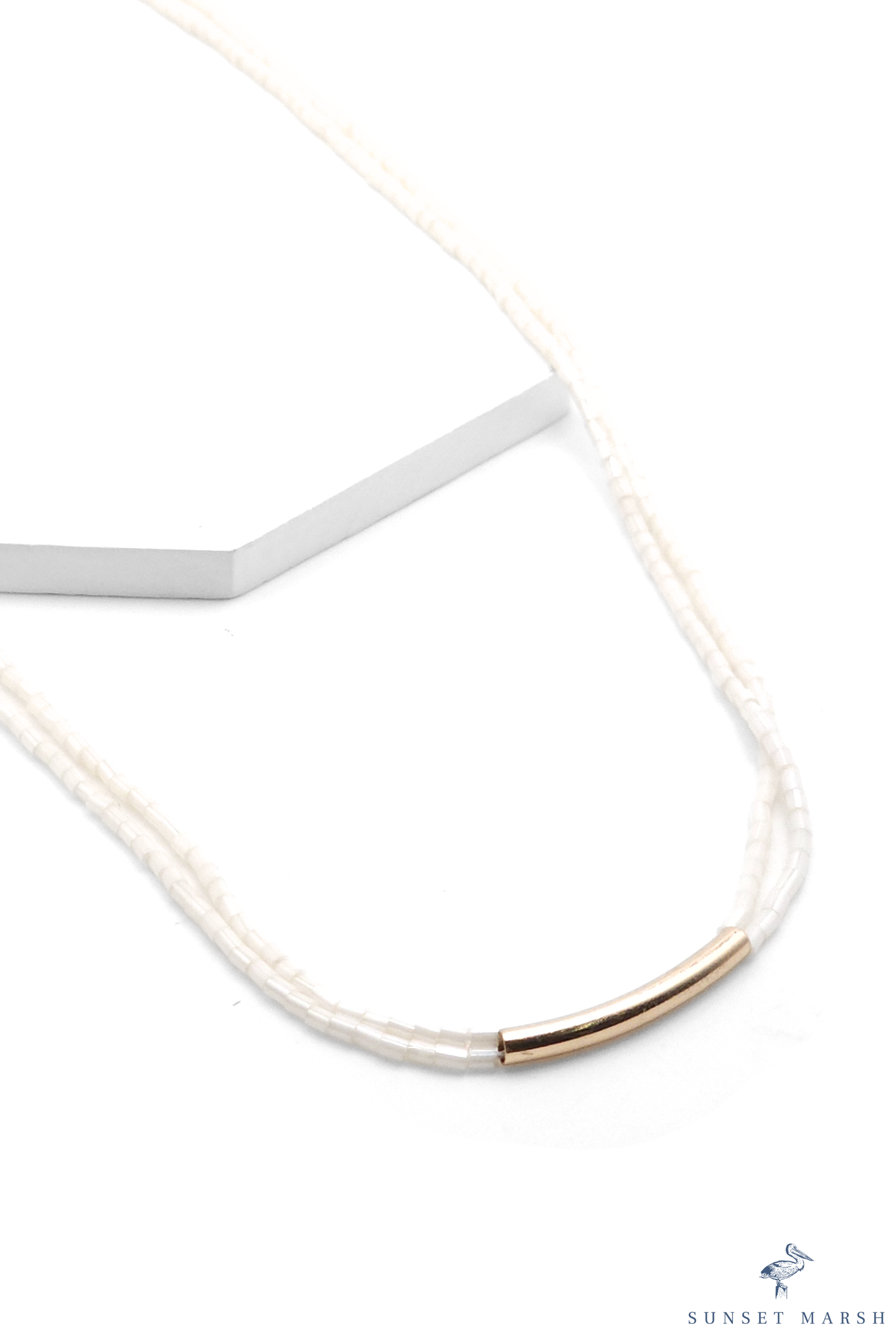 Subtle Curve - White Necklace