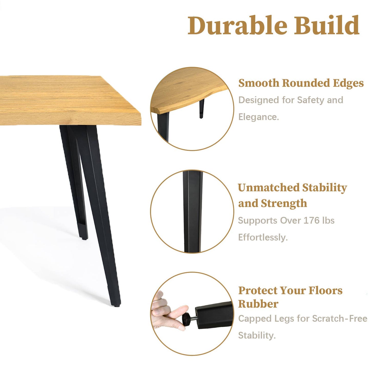 5-Piece Dining Set-63" Wave-Edge Table and Chair Options