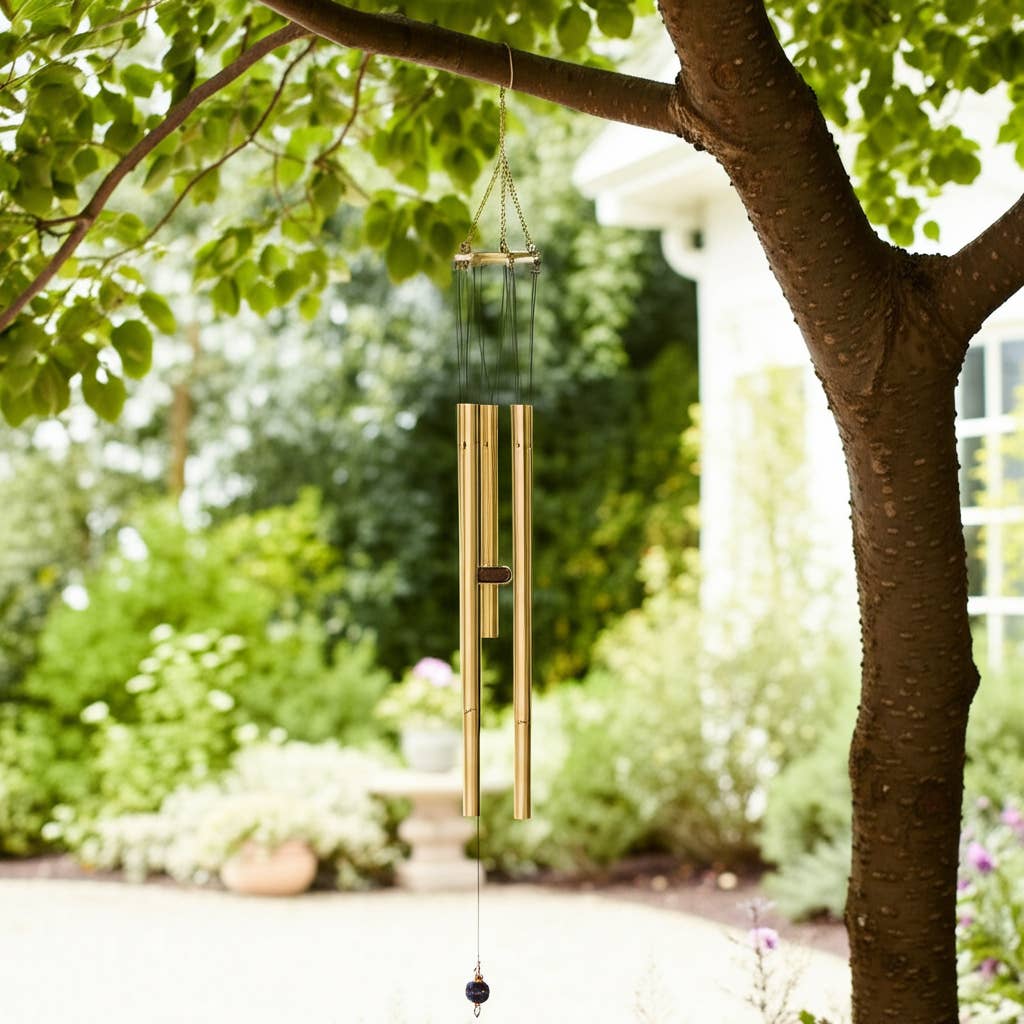 Metal Five-Pipes Hanging Wind Chime Bells - Gold, 43 in.