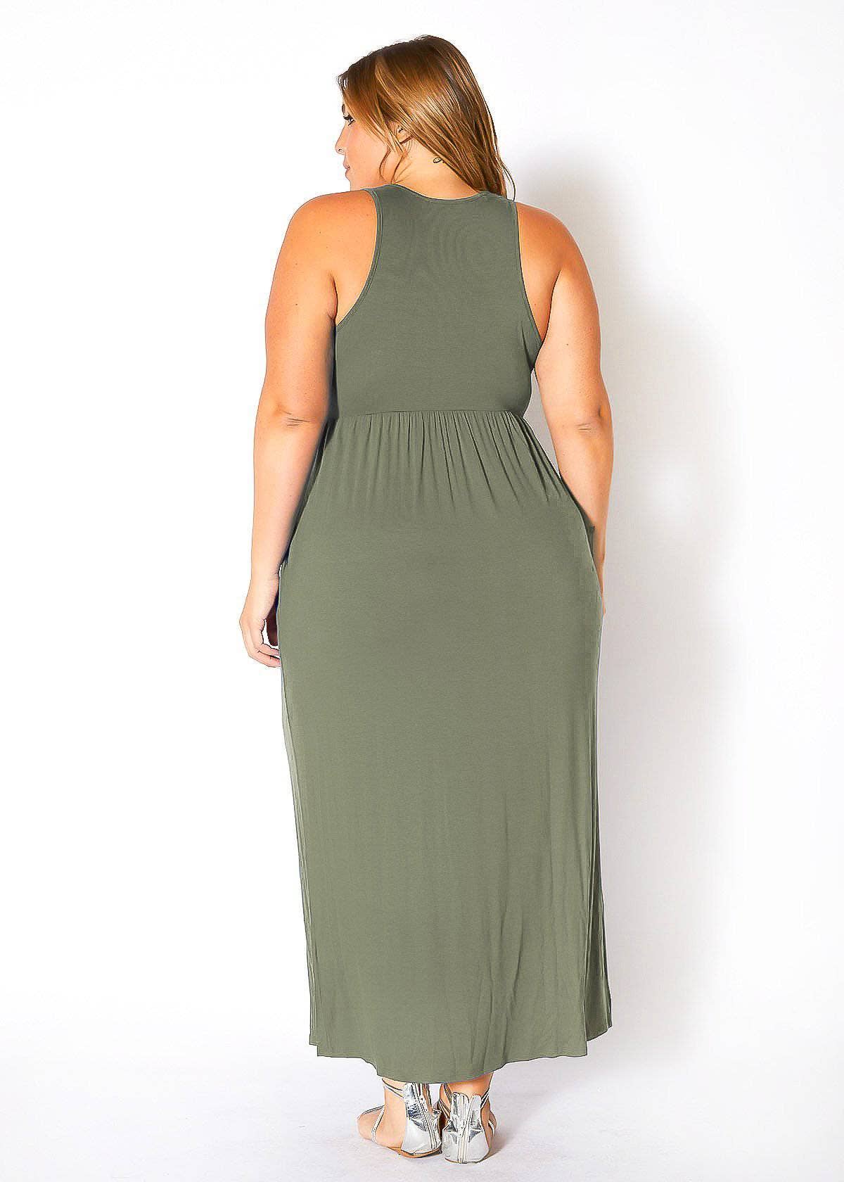 Bellatrix Plus Size Women's Sleeveless Pleated Maxi Dress