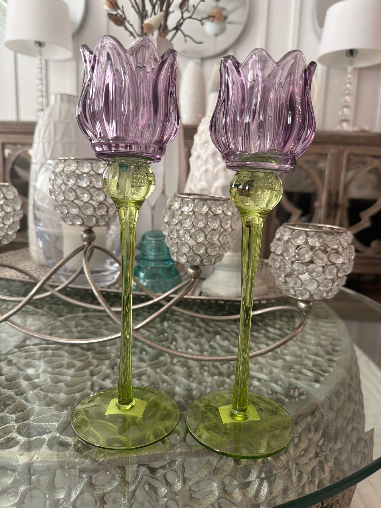 Amethyst Tulip Candle Holders