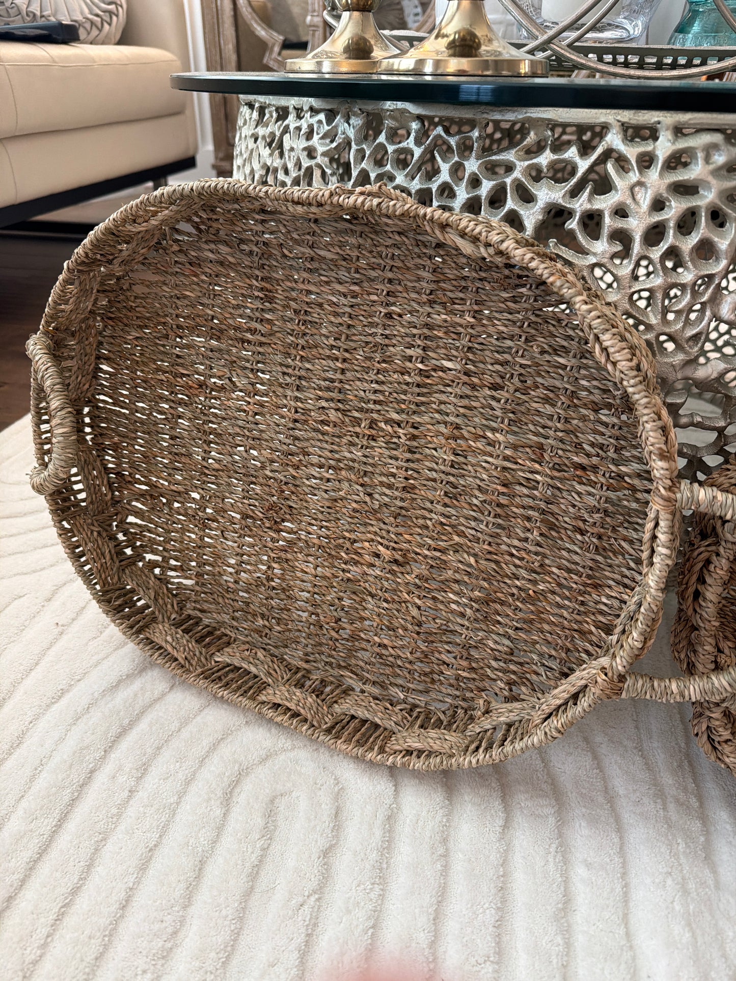 Large Oval Straw Tray