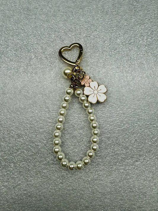 Pearl and Flowers Keychain/Purse Clip