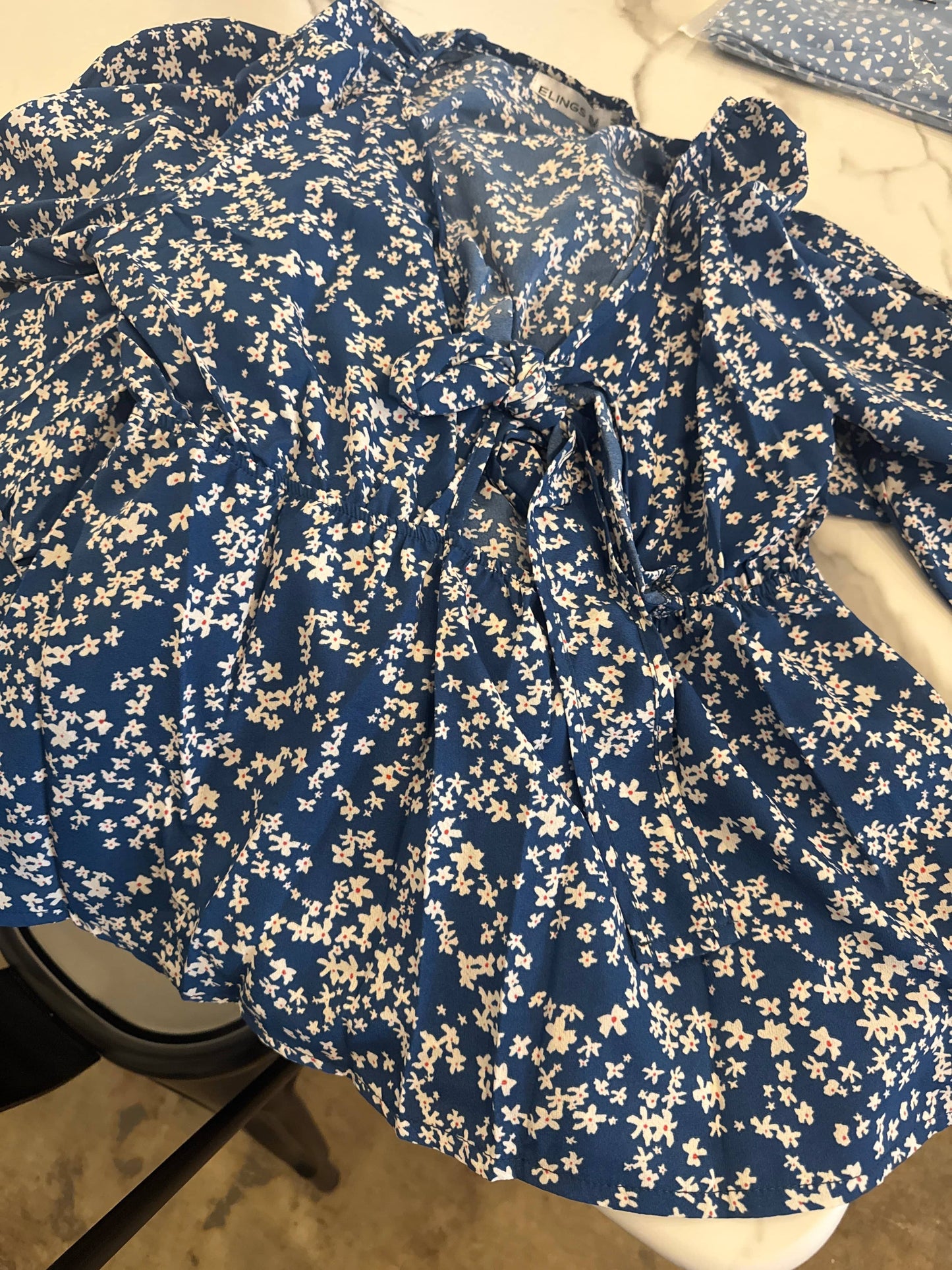 Floral Top Blue & White