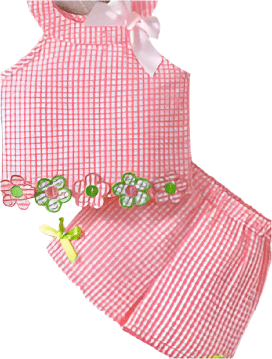 Flower Pink Gingham 2 PC