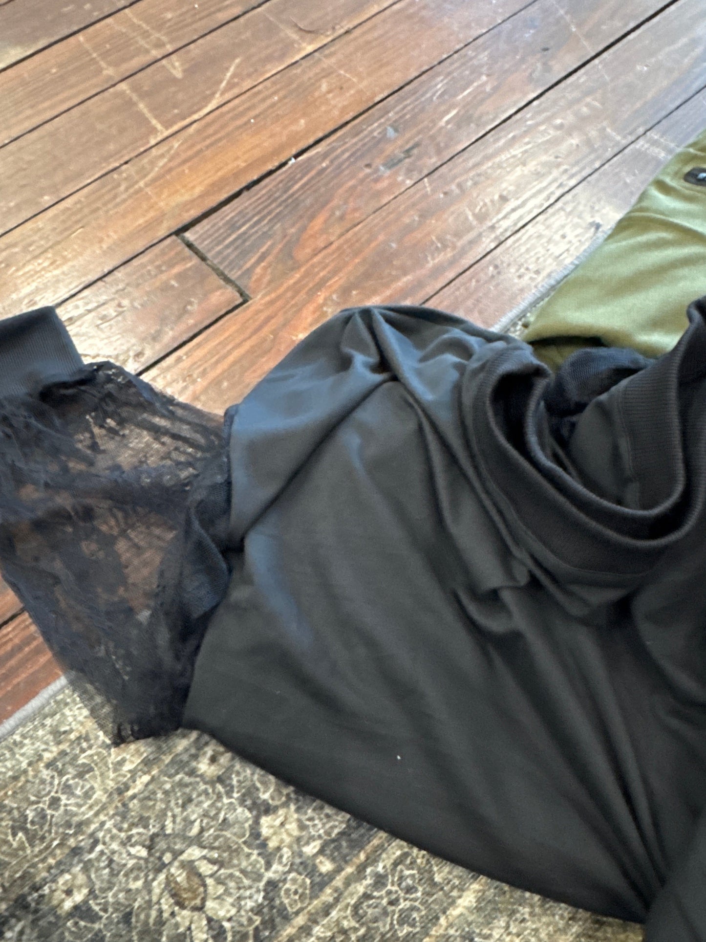 Lace Sleeve Black Shirt