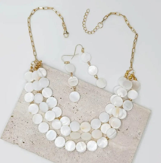 Handmade Natural Shell Necklace and Earring Set