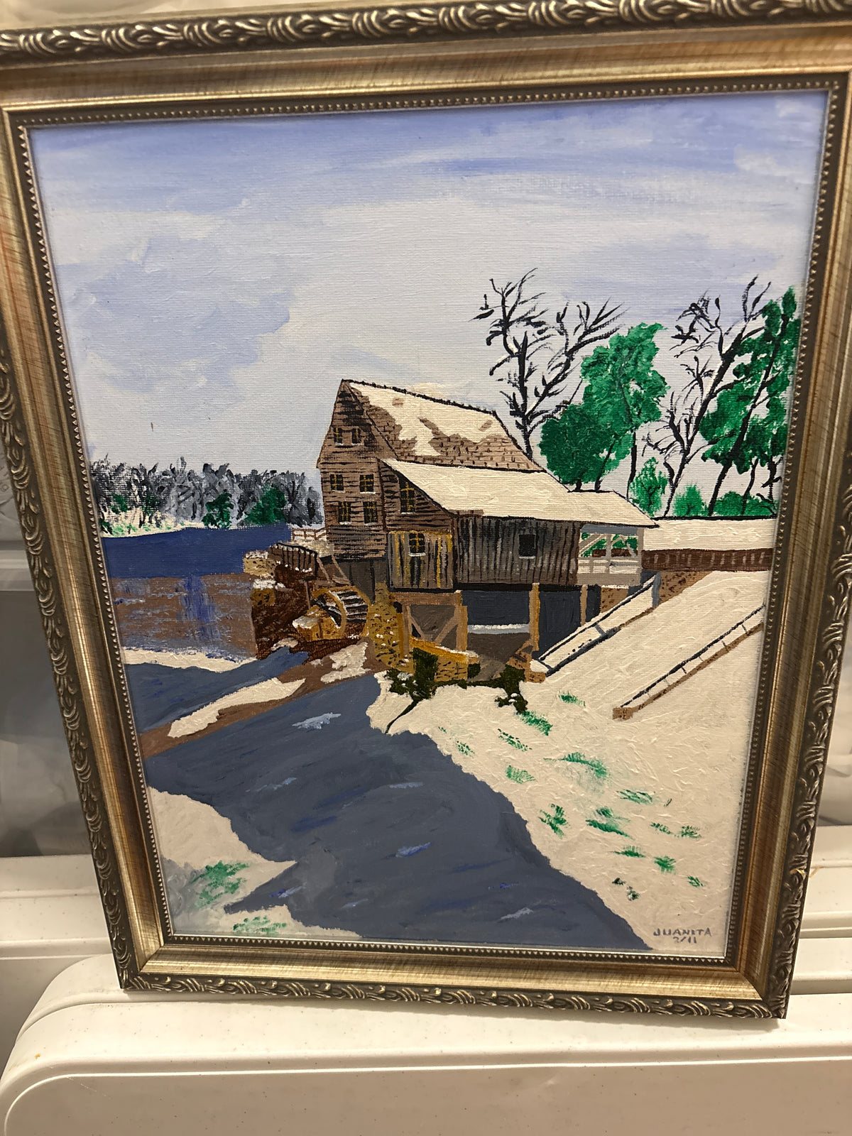 Winter scene painting