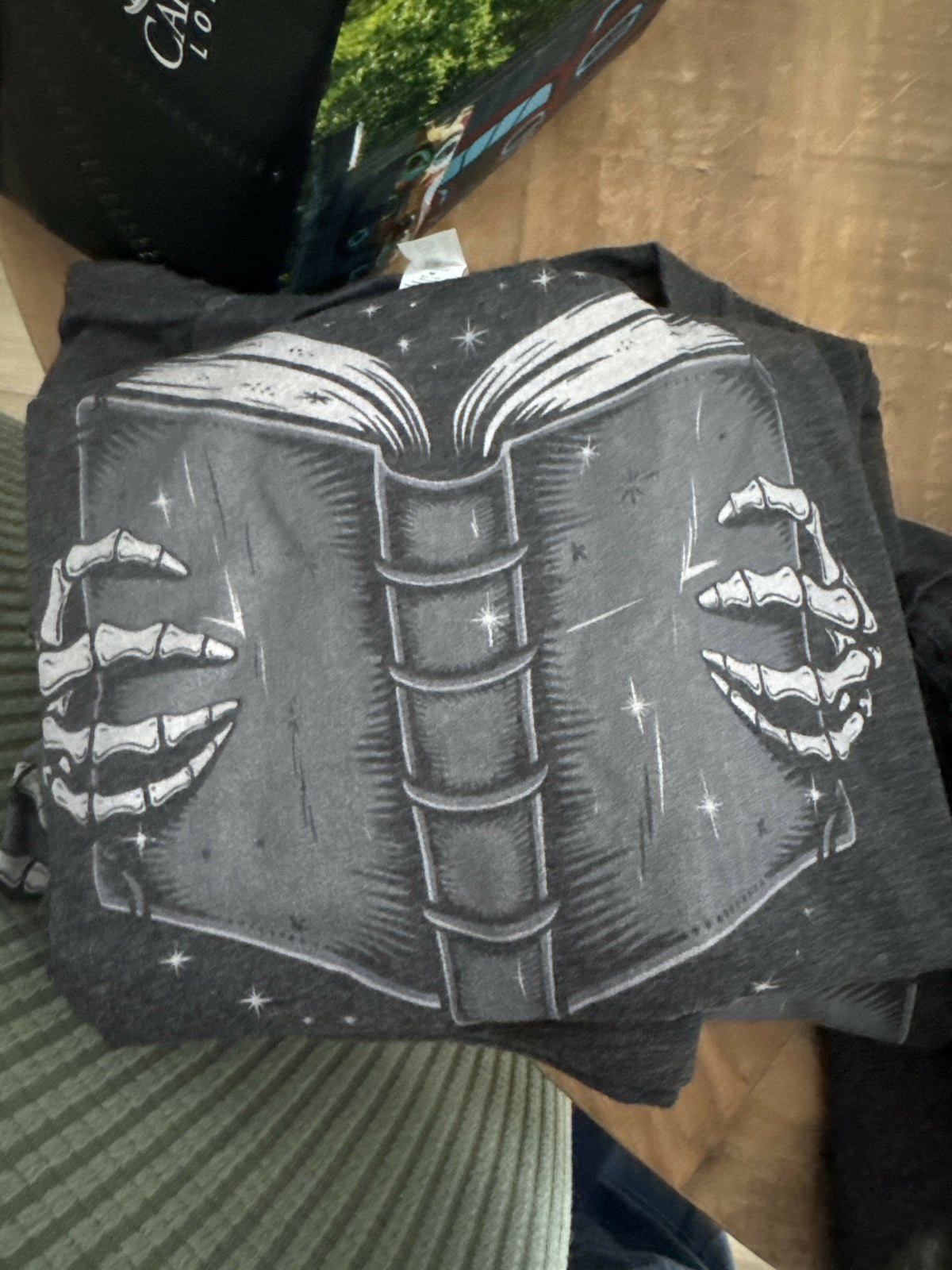 Bookish Book Skeleton Hands Shirt