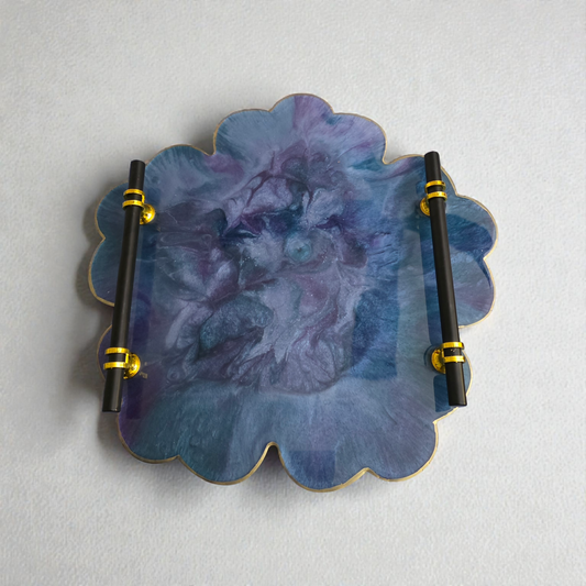 Handmade Abstract 13 in Flower Resin Tray