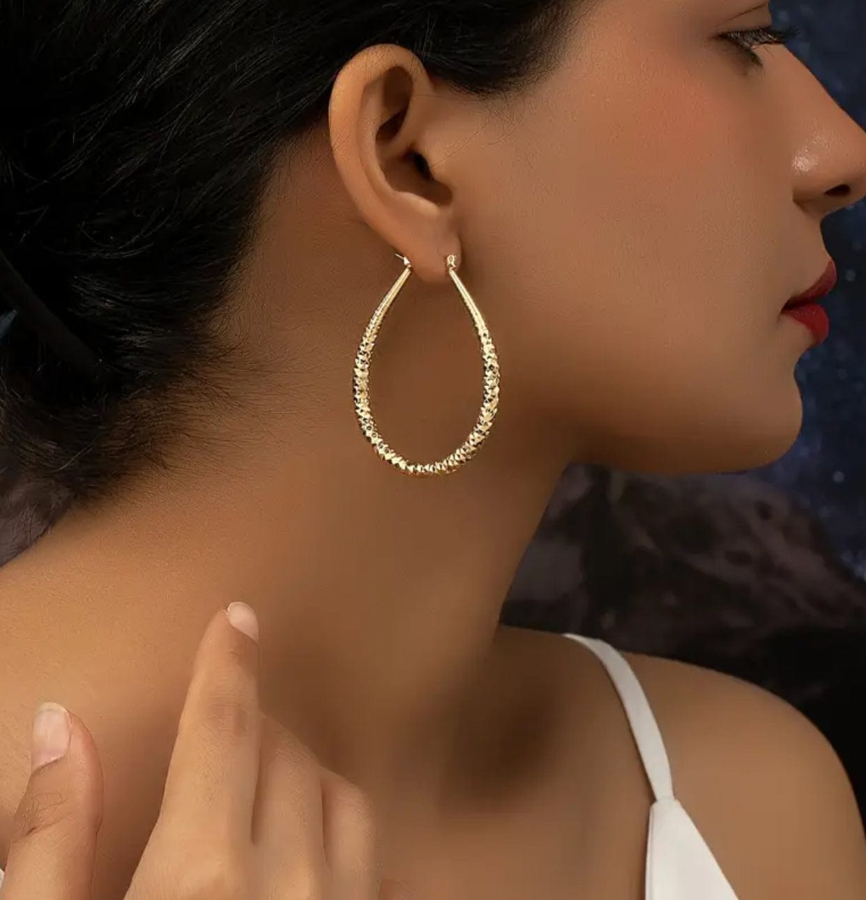 Water Drop Design Hoop Earrings