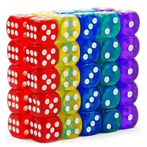 50pcs 14MM Translucent & Solid 6-Sided Game