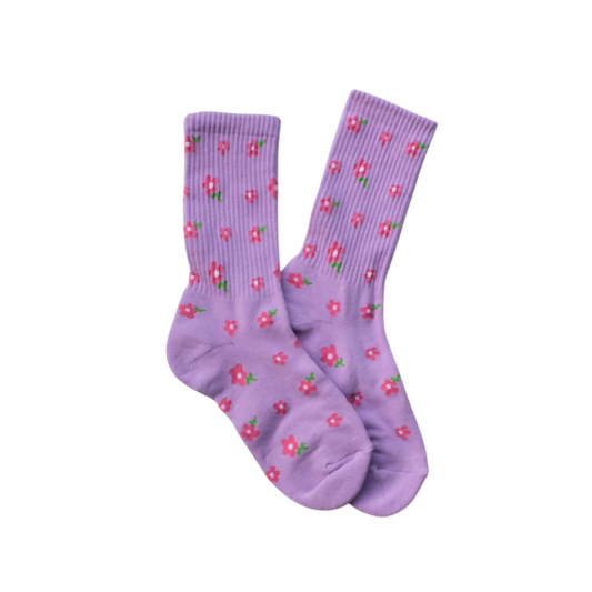 Purple Floral Sports Socks